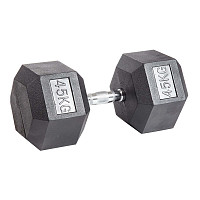 Гантель гексагональная обрезиненная PROFI-FIT 45 кг