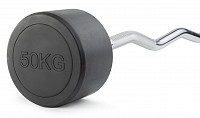 Штанга неразборная обрезиненная 50 кг. Изогнутый гриф. VictoryFit VF-DX5500
