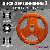 Диск "Олимпийский" 20 кг обрезиненный цветной с ручкой